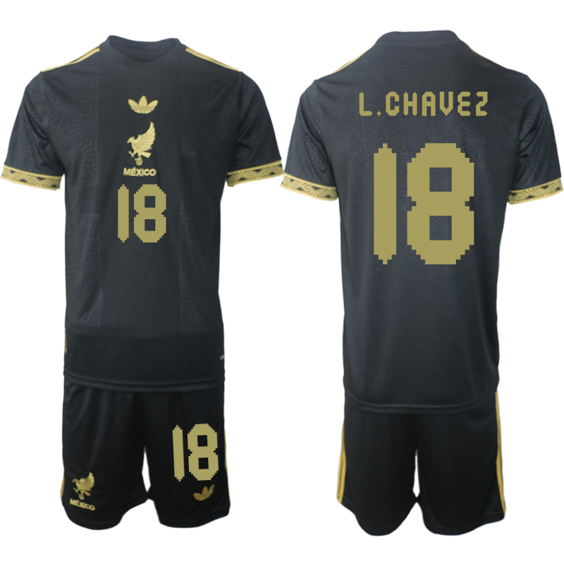 Men 2025-2026 National Team Season Mexico Black #18 Soccer Jersey